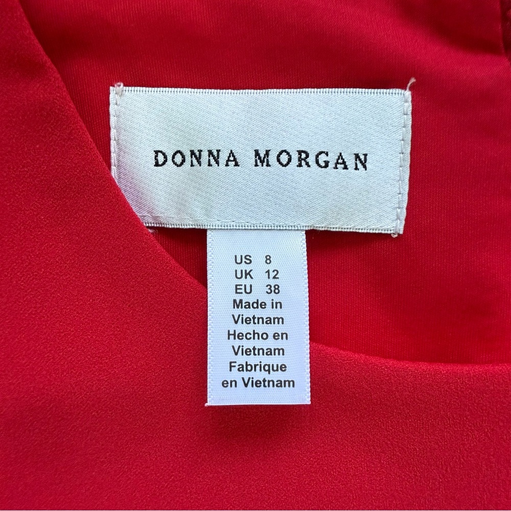 DONNA MORGAN | NWOT Red Bell Sleeve Cocktail Dress Sz 8 - Picture 7 of 8